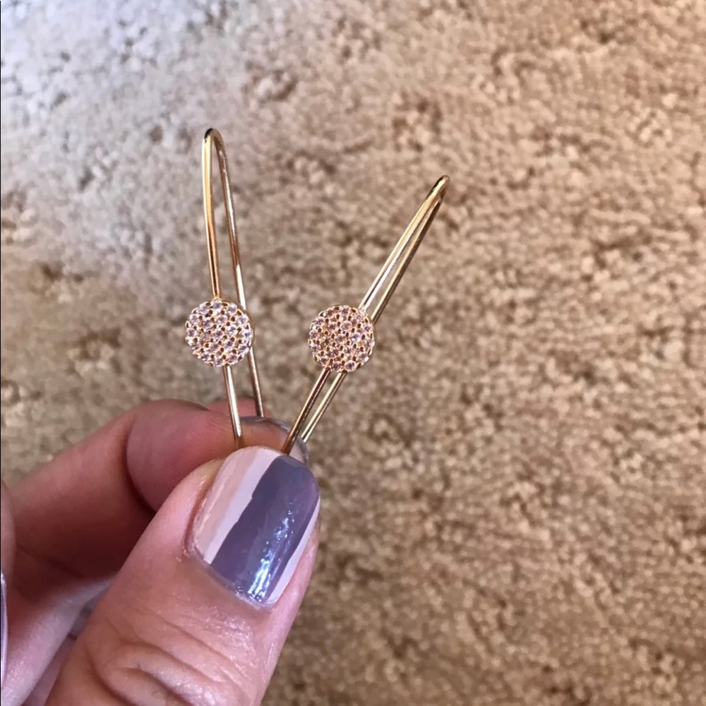 New solid 14k yellow gold curve designer earrings - Picture 5 of 6